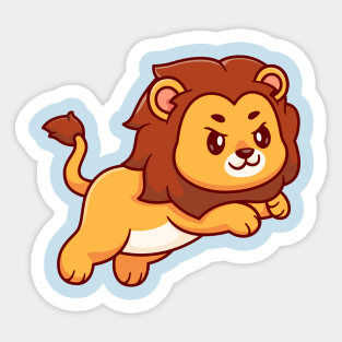 Cute Lion Jumping Cartoon Sticker